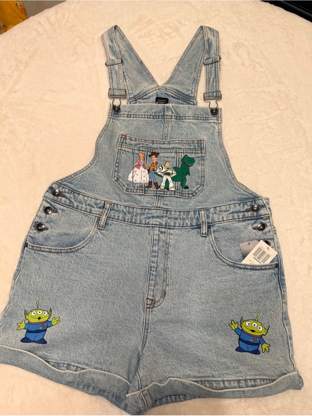 NWT Disney Pixar Denim Overalls with Colorful Toy Story Patch - Picture 5 of 10